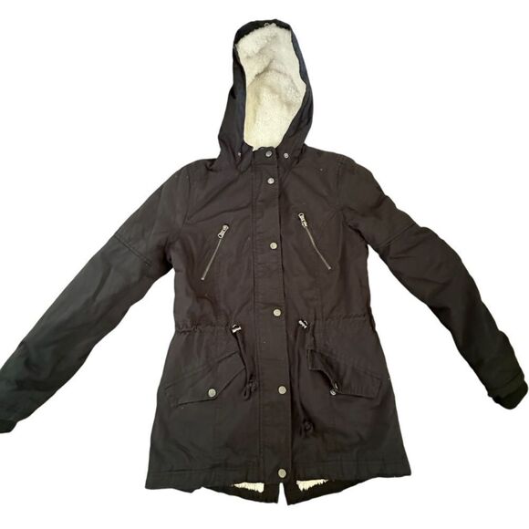 Tally Weijl ~ outerwear collection ~ black overcoat with plush lining ~ size 34 - Picture 5 of 14